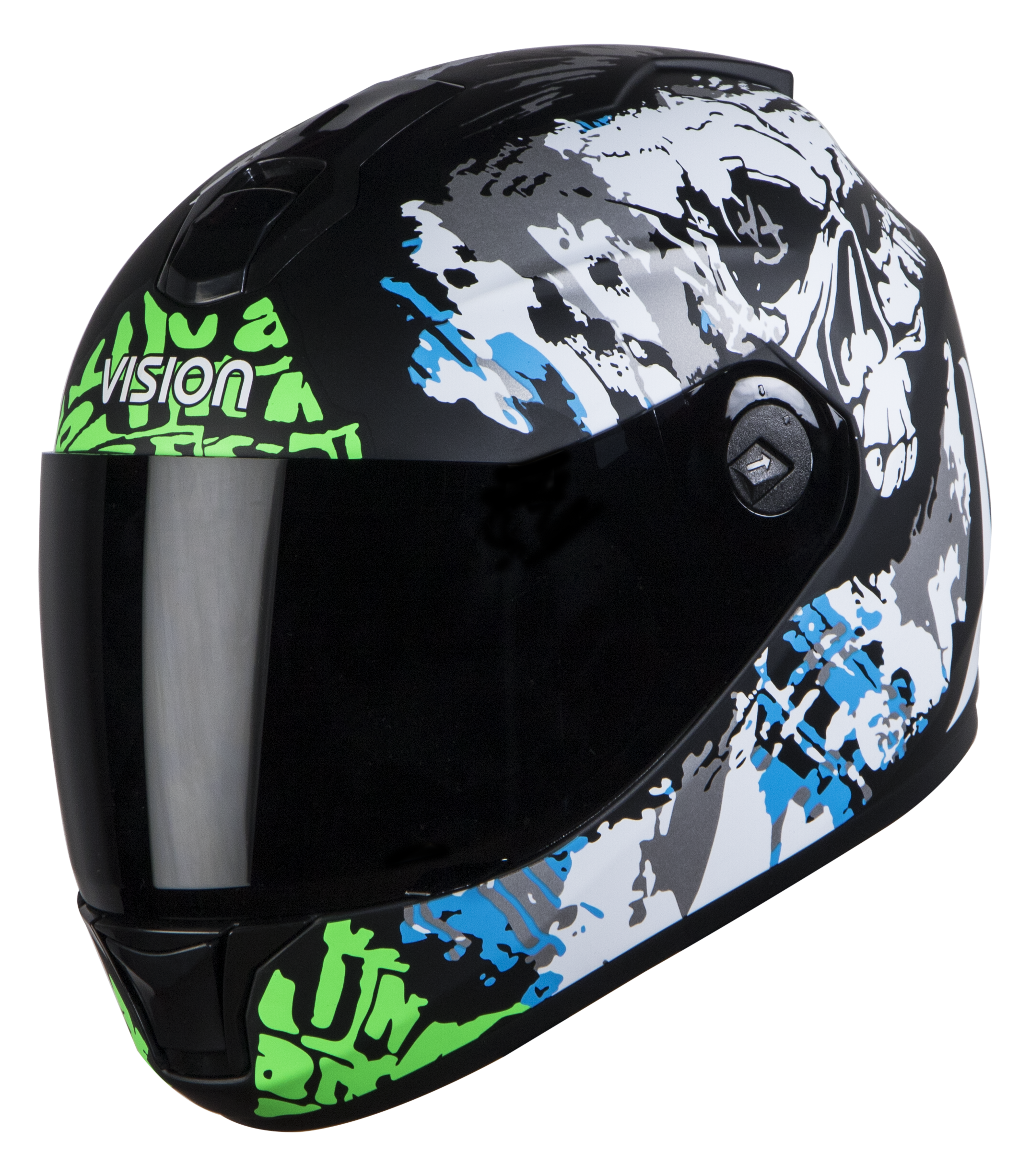 SBH-11 Vision Skull Mat Black With Grey( Fitted With Clear Visor Extra Smoke Visor Free)